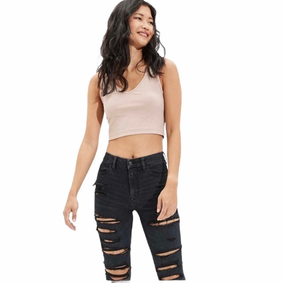American Eagle NWT High Rise Destroyed Jeggings - Picture 3 of 16